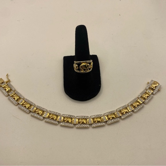 Vintage Bracelet and ring size 6 Two-tone 925 China Sterling Silver 10k GP - Picture 6 of 14